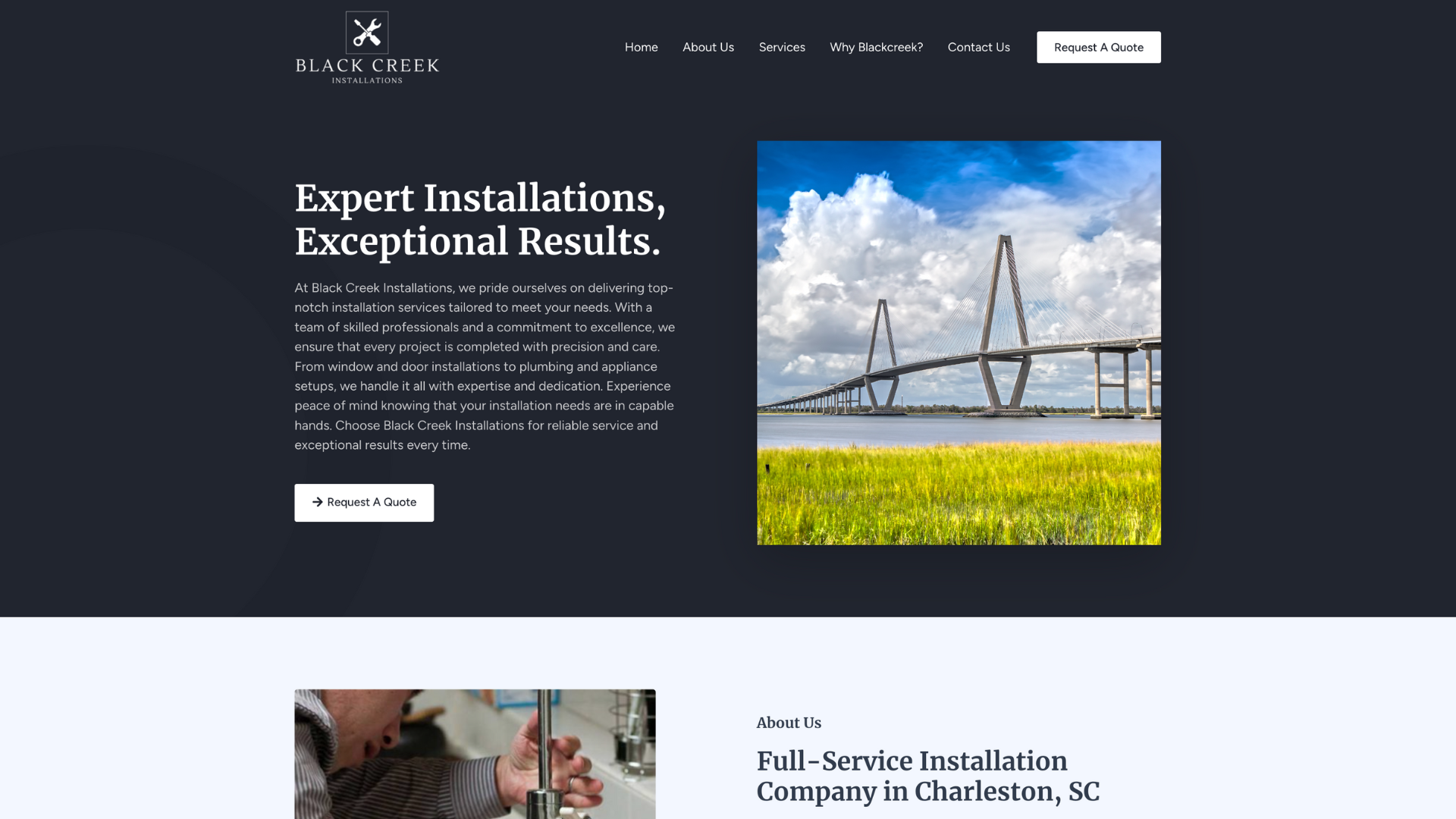 Black Creek Installations website by Holy Webs