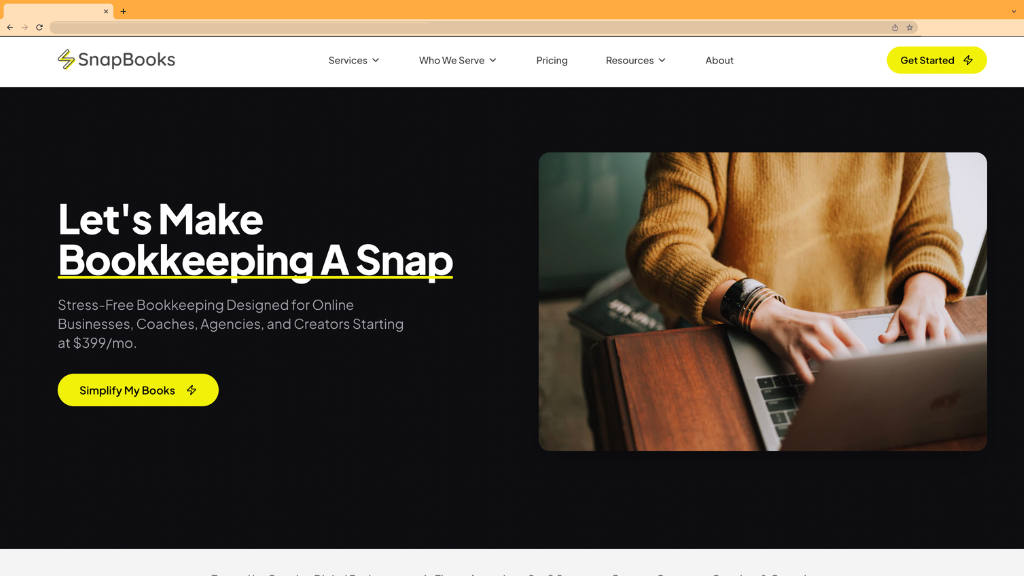 SnapBooks website by Holy Webs