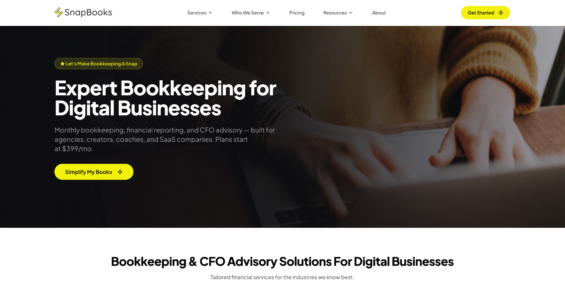 SnapBooks website designed by Holy Webs