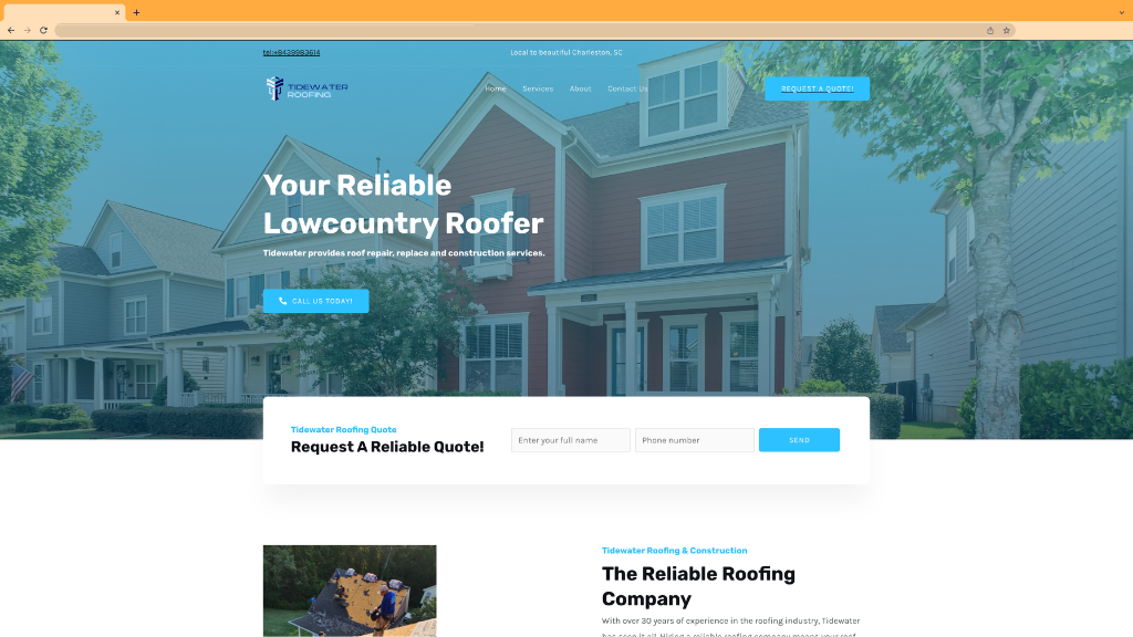 Tidewater Roofing website by Holy Webs