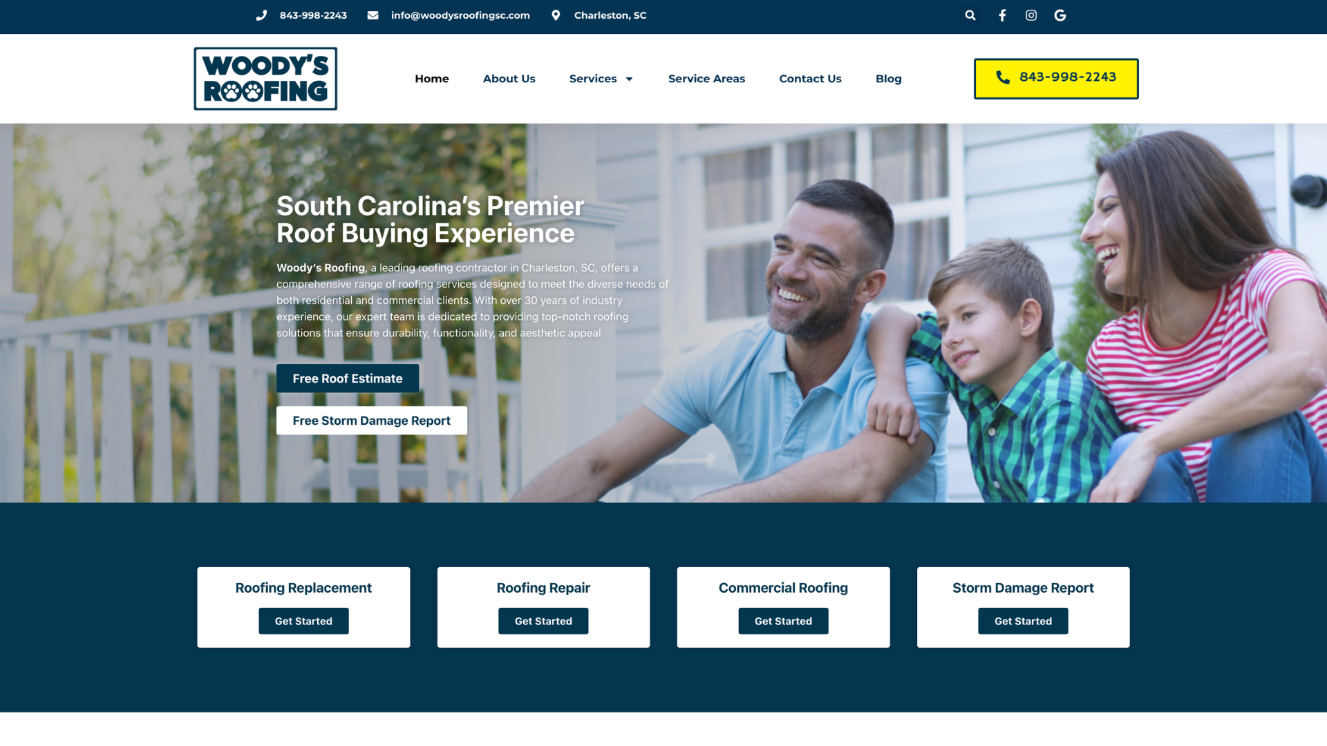 Woody's Roofing website by Holy Webs